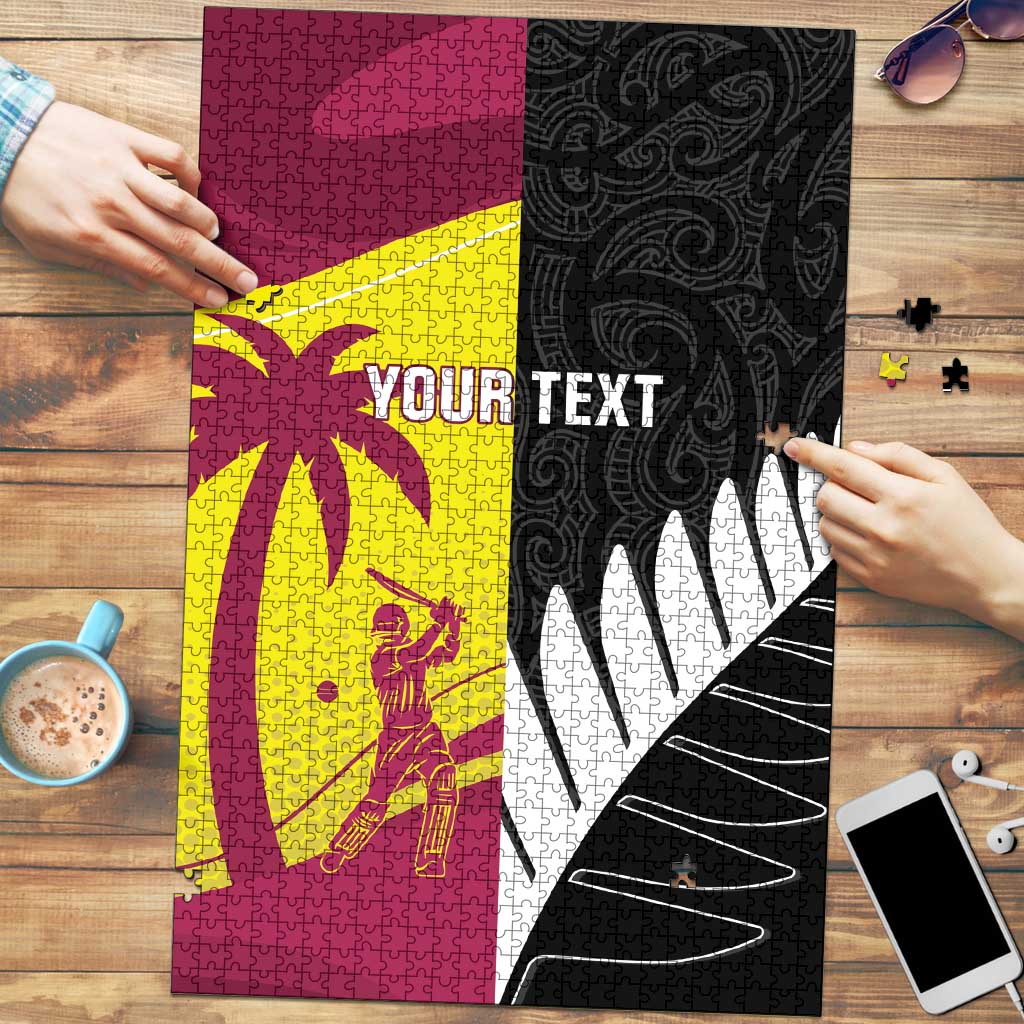 New Zealand and West Indies Cricket Custom Puzzle Black Cap Windies Together - Aussie Hoodie