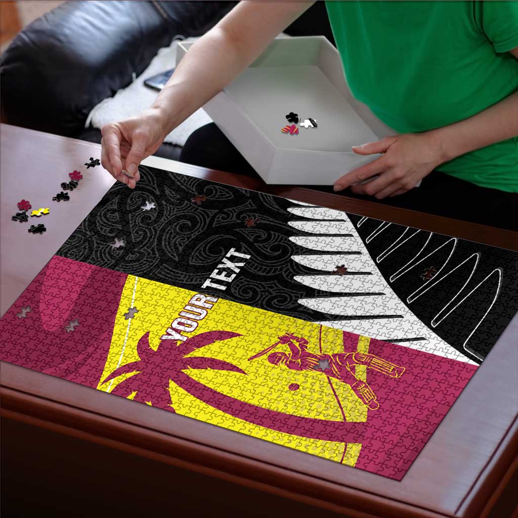 New Zealand and West Indies Cricket Custom Puzzle Black Cap Windies Together - Aussie Hoodie