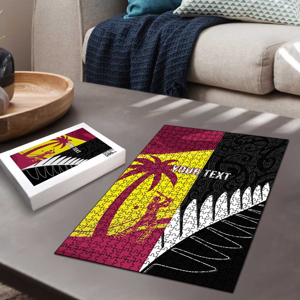 New Zealand and West Indies Cricket Custom Puzzle Black Cap Windies Together - Aussie Hoodie