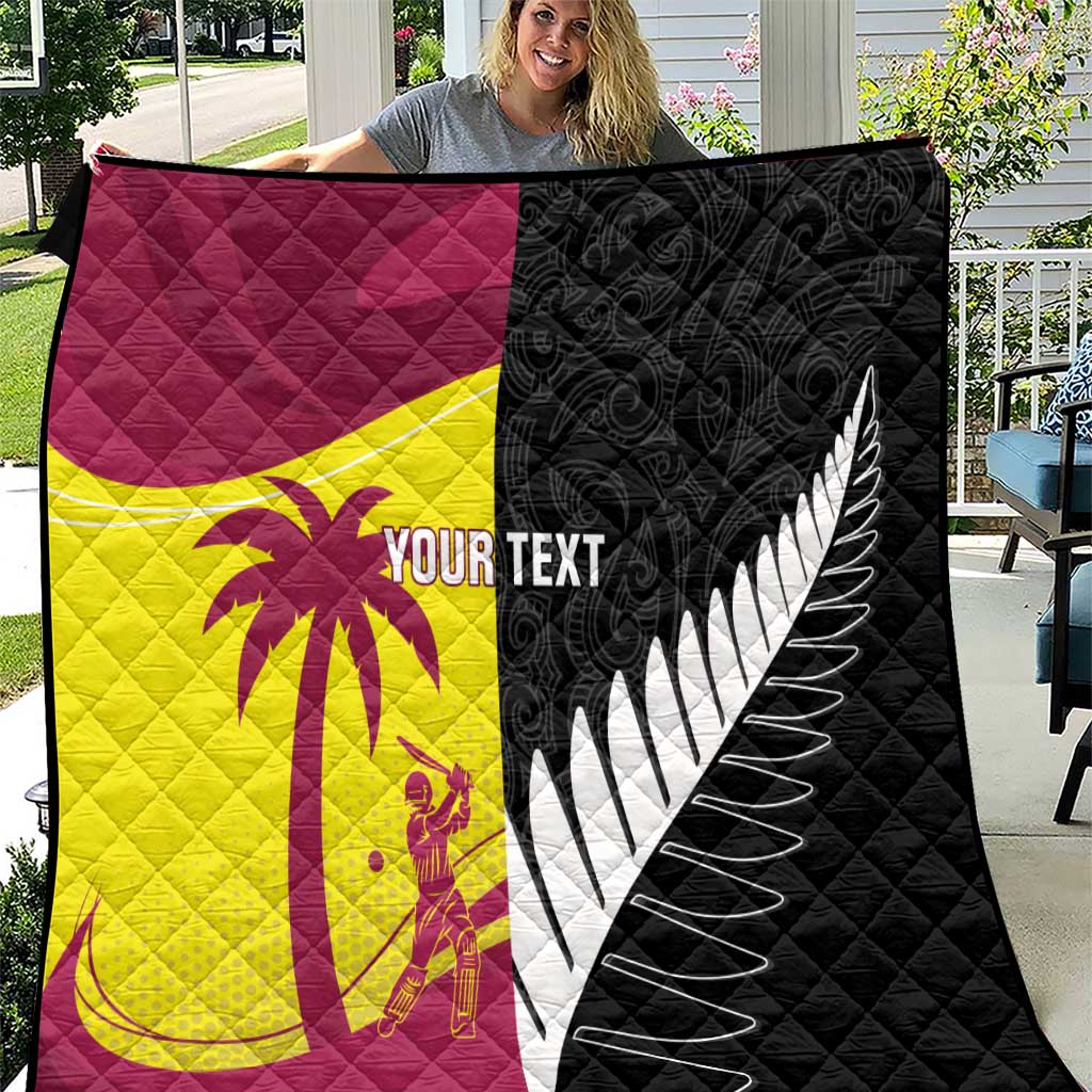 New Zealand and West Indies Cricket Custom Quilt Black Cap Windies Together - Aussie Hoodie