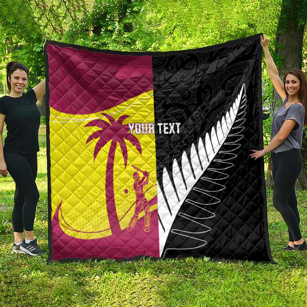 New Zealand and West Indies Cricket Custom Quilt Black Cap Windies Together - Aussie Hoodie