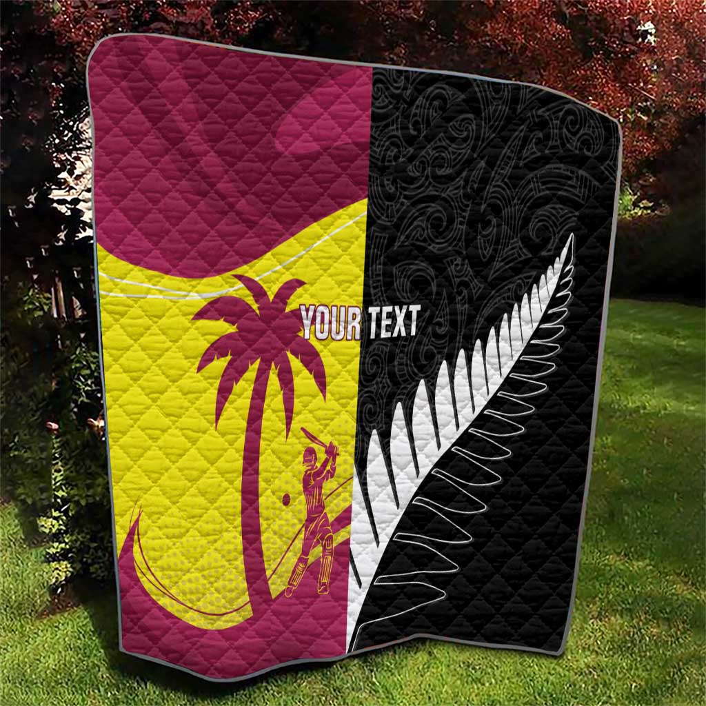 New Zealand and West Indies Cricket Custom Quilt Black Cap Windies Together - Aussie Hoodie