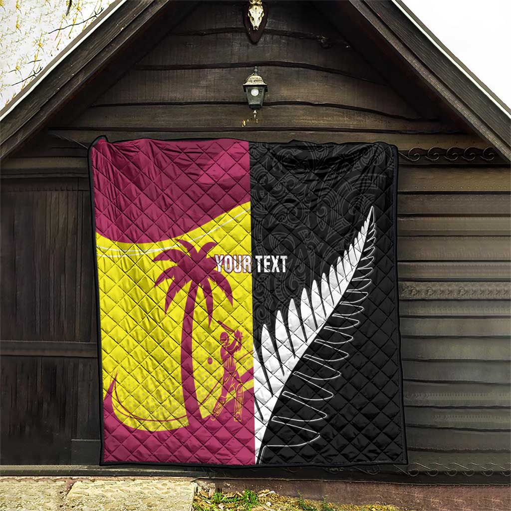 New Zealand and West Indies Cricket Custom Quilt Black Cap Windies Together - Aussie Hoodie