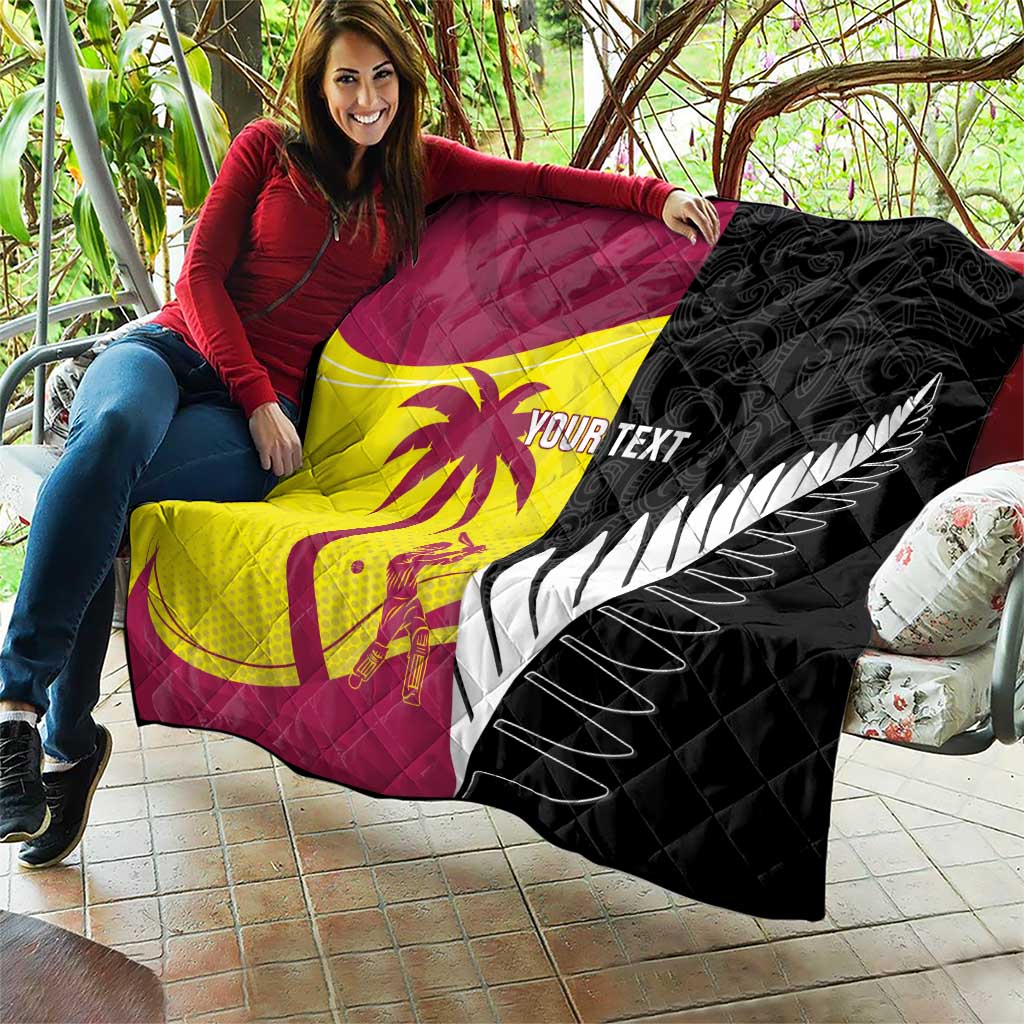 New Zealand and West Indies Cricket Custom Quilt Black Cap Windies Together - Aussie Hoodie