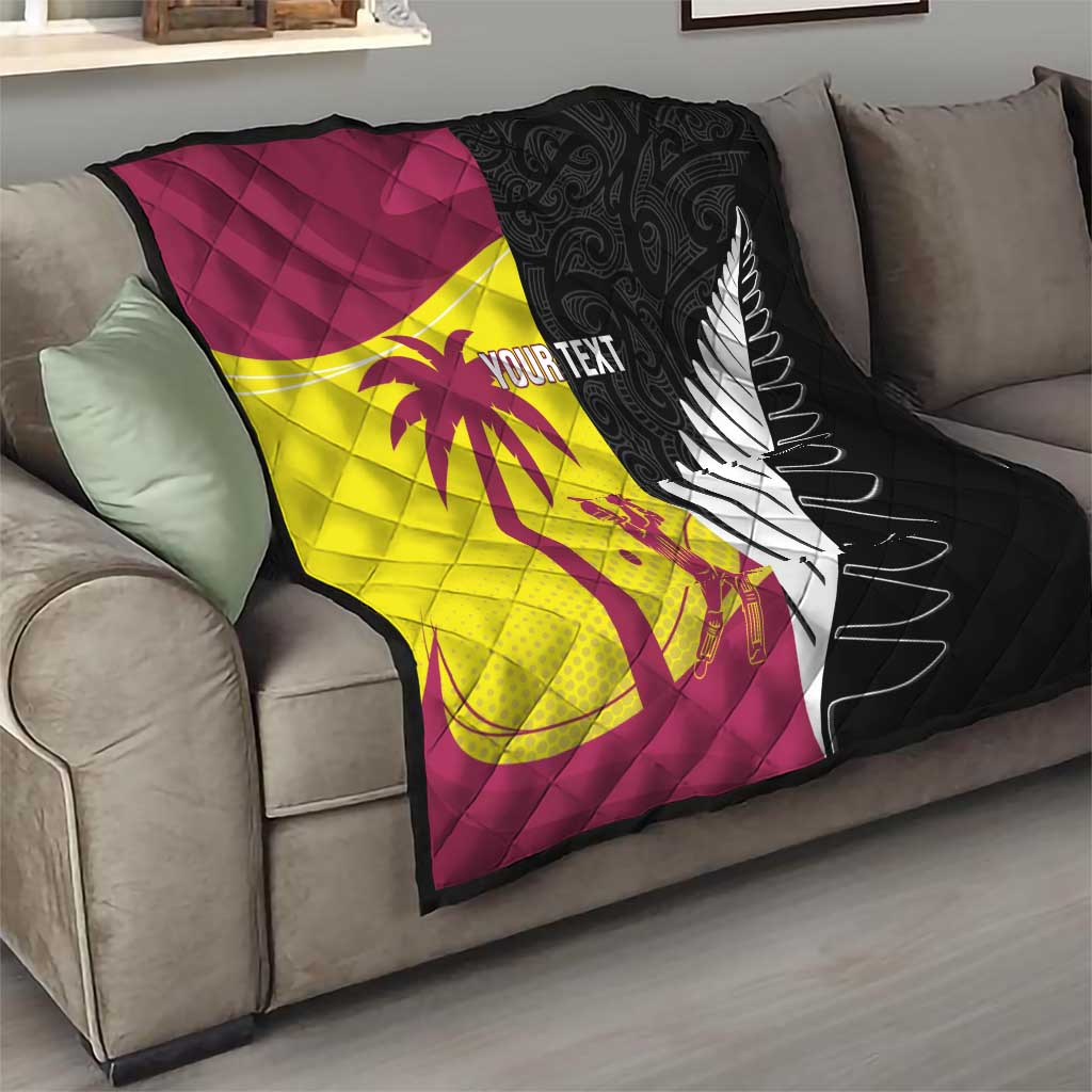 New Zealand and West Indies Cricket Custom Quilt Black Cap Windies Together - Aussie Hoodie