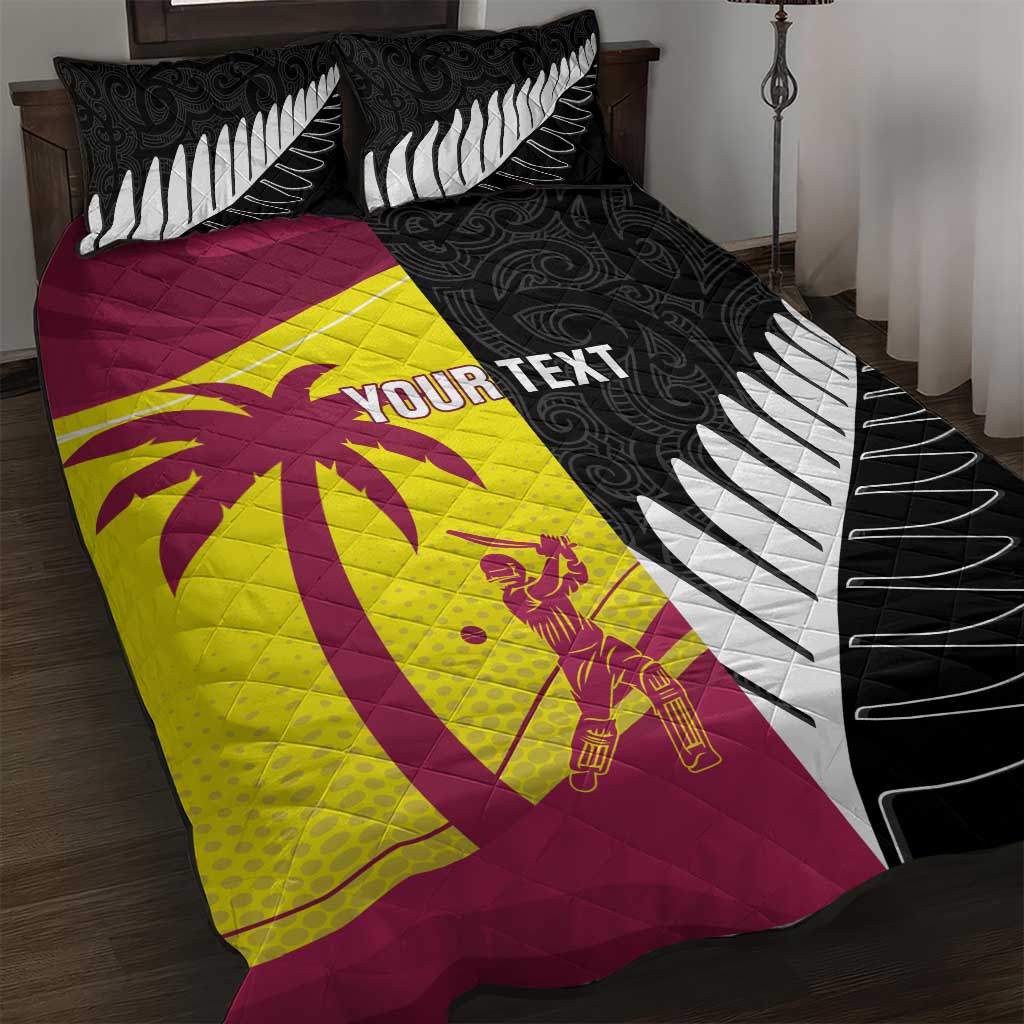 New Zealand and West Indies Cricket Custom Quilt Bed Set Black Cap Windies Together - Aussie Hoodie