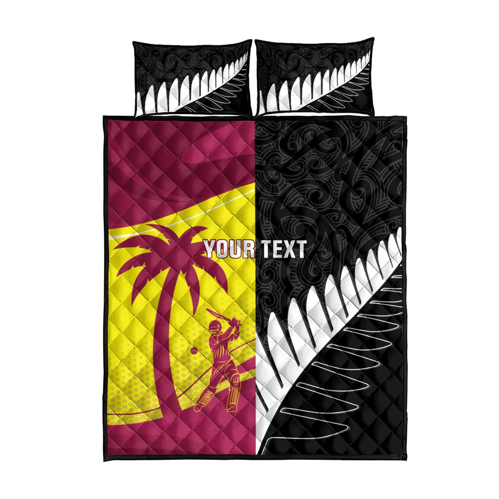 New Zealand and West Indies Cricket Custom Quilt Bed Set Black Cap Windies Together - Aussie Hoodie