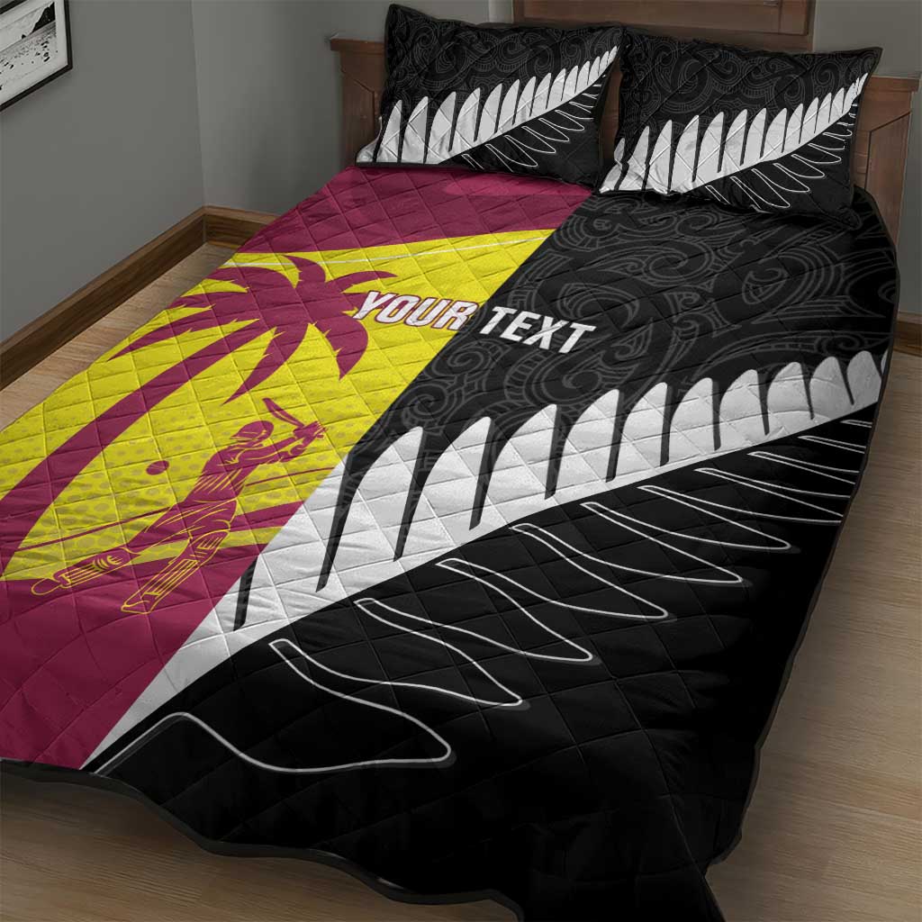 New Zealand and West Indies Cricket Custom Quilt Bed Set Black Cap Windies Together - Aussie Hoodie