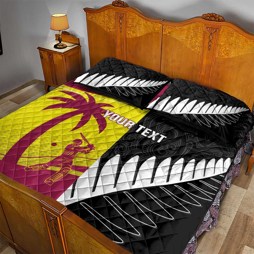 New Zealand and West Indies Cricket Custom Quilt Bed Set Black Cap Windies Together - Aussie Hoodie