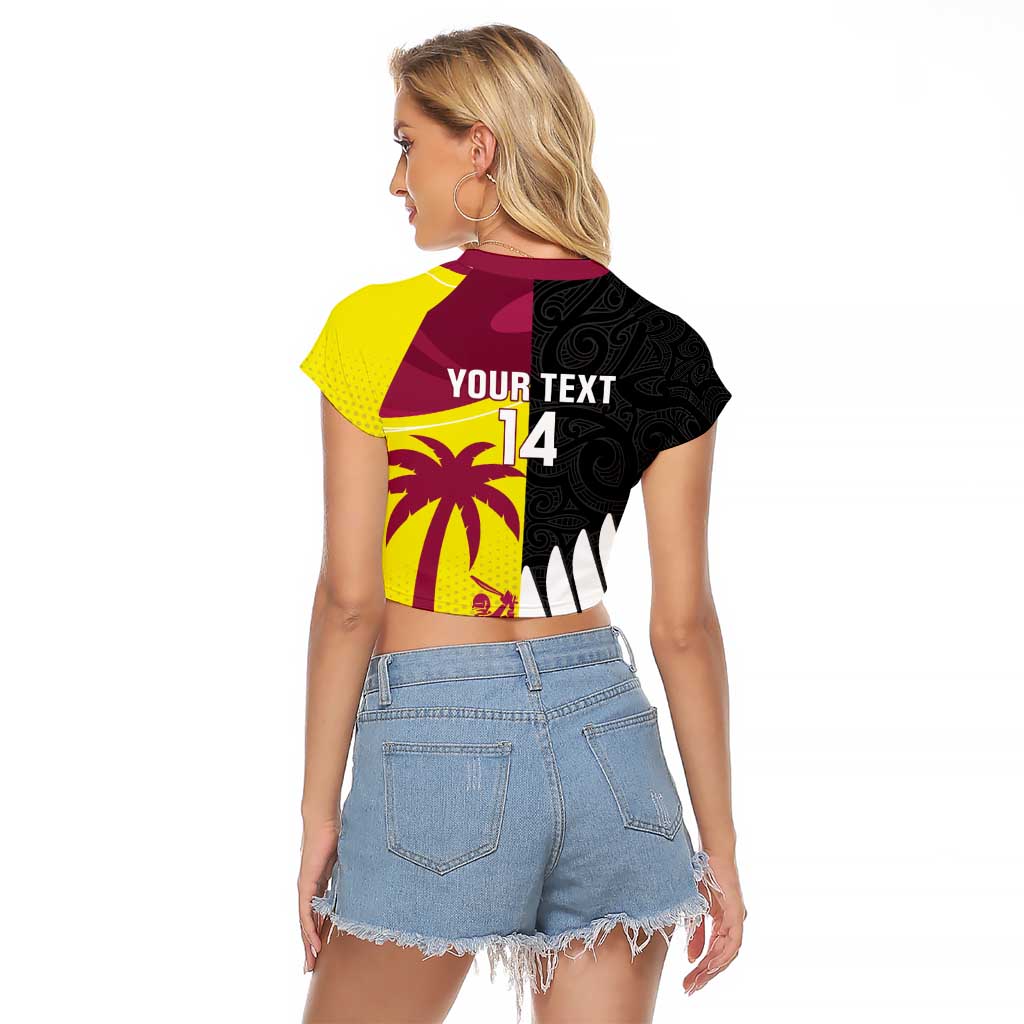 New Zealand and West Indies Cricket Custom Raglan Cropped T Shirt Black Cap Windies Together - Aussie Hoodie