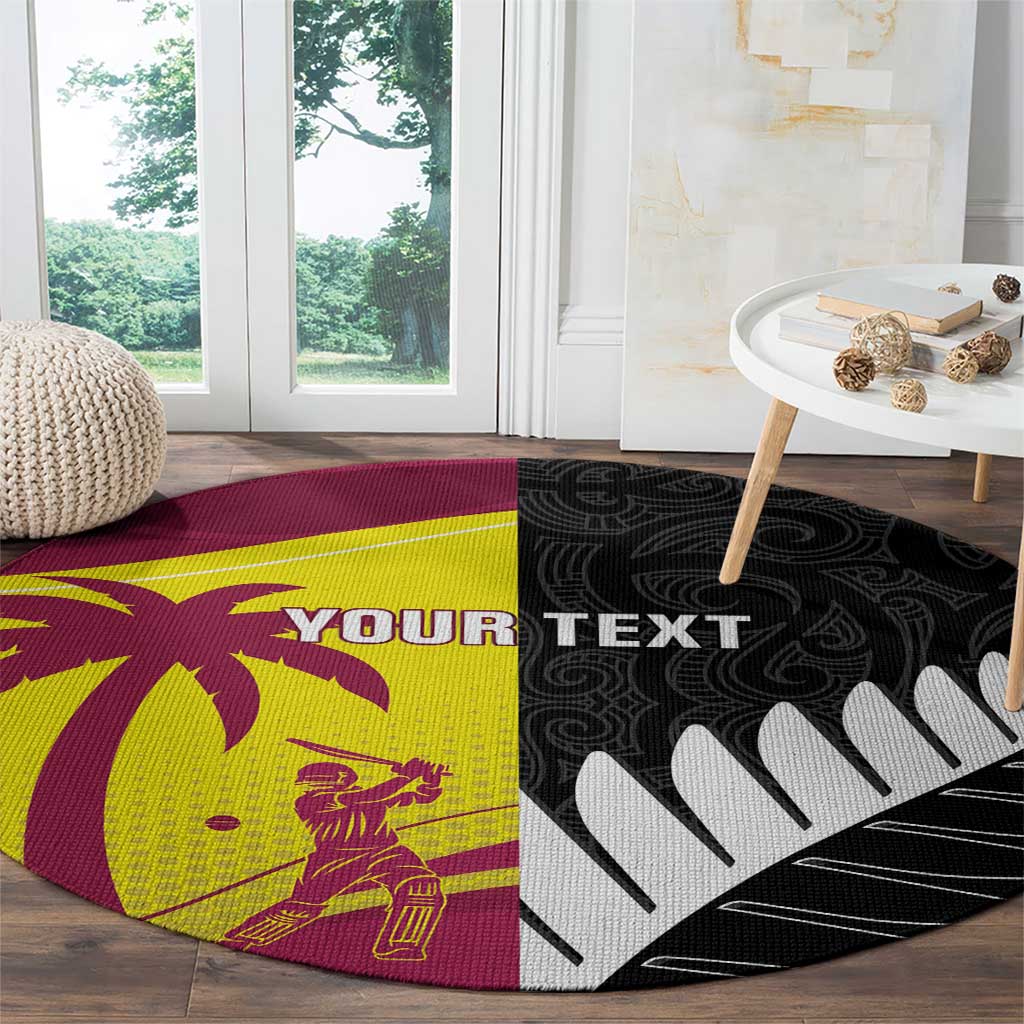 New Zealand and West Indies Cricket Custom Round Carpet Black Cap Windies Together - Aussie Hoodie