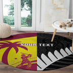 New Zealand and West Indies Cricket Custom Round Carpet Black Cap Windies Together - Aussie Hoodie