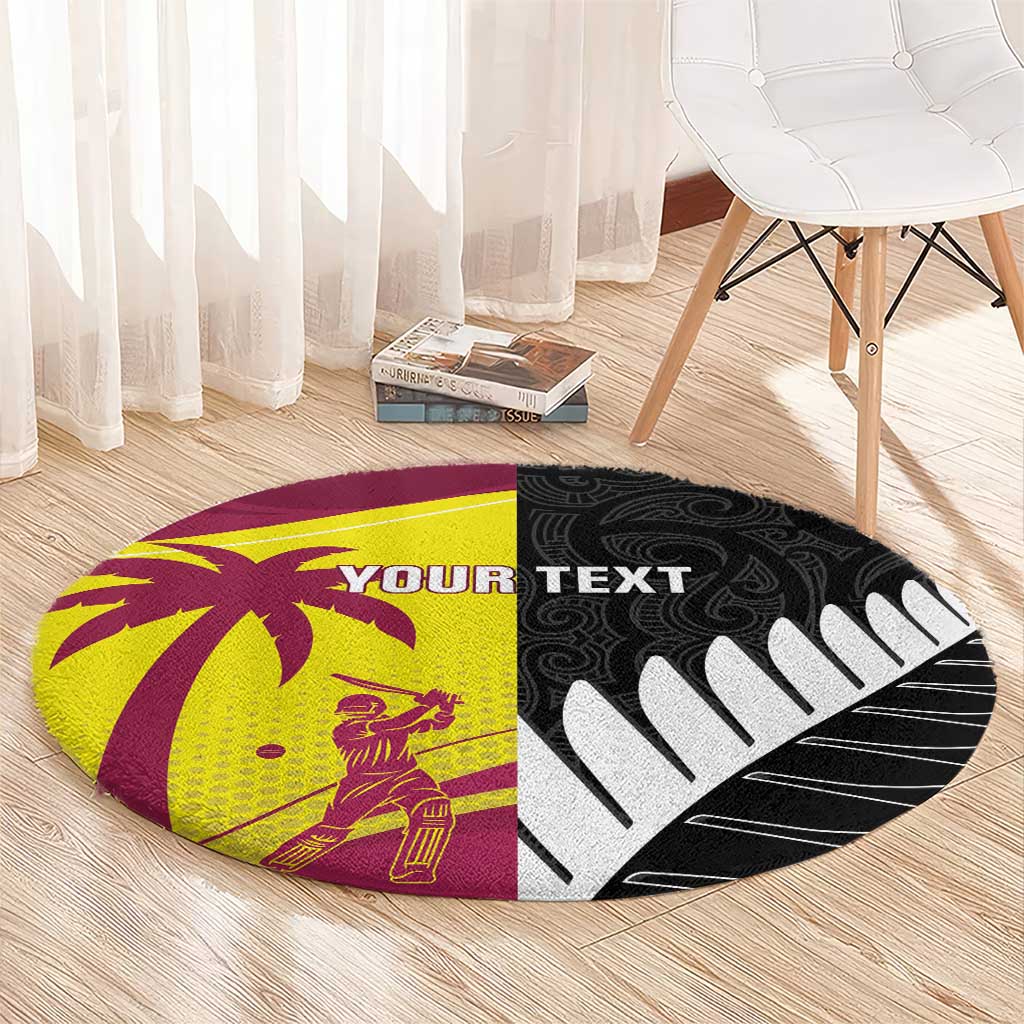 New Zealand and West Indies Cricket Custom Round Carpet Black Cap Windies Together - Aussie Hoodie