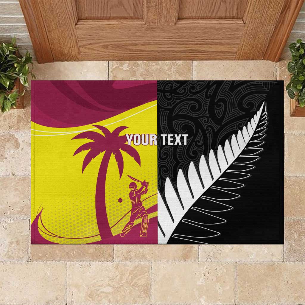 New Zealand and West Indies Cricket Custom Rubber Doormat Black Cap Windies Together - Aussie Hoodie