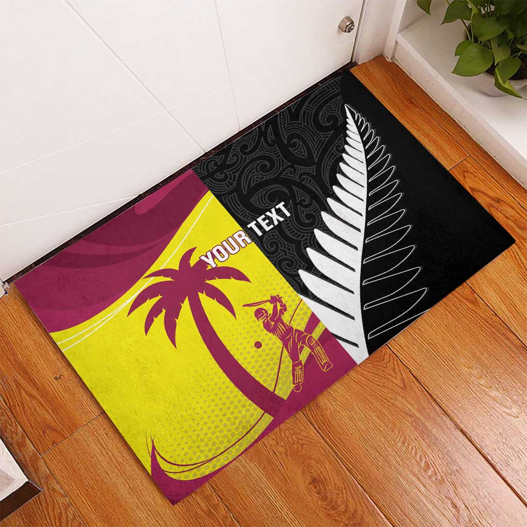 New Zealand and West Indies Cricket Custom Rubber Doormat Black Cap Windies Together - Aussie Hoodie