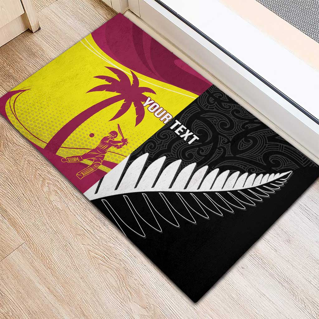 New Zealand and West Indies Cricket Custom Rubber Doormat Black Cap Windies Together - Aussie Hoodie