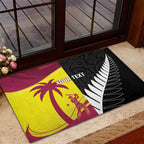 New Zealand and West Indies Cricket Custom Rubber Doormat Black Cap Windies Together - Aussie Hoodie