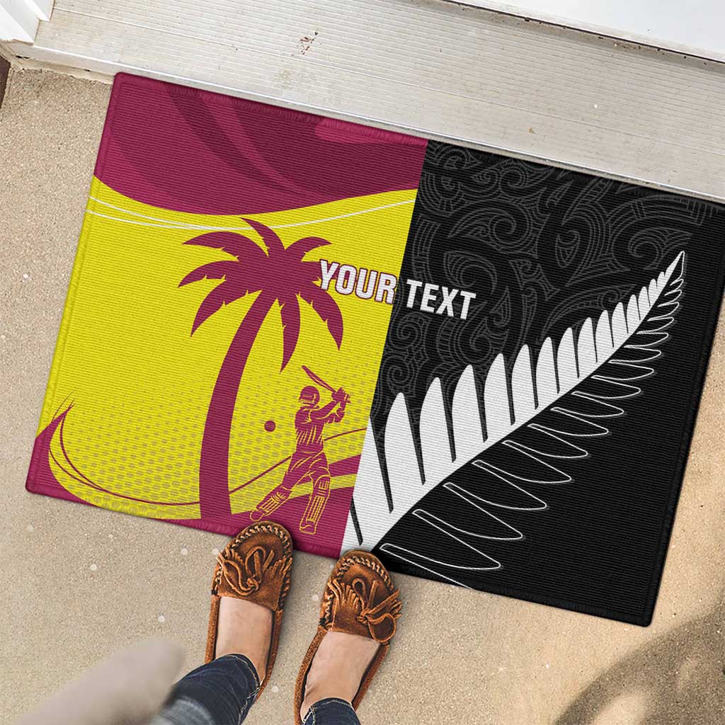 New Zealand and West Indies Cricket Custom Rubber Doormat Black Cap Windies Together - Aussie Hoodie