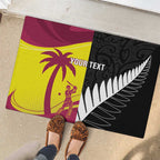 New Zealand and West Indies Cricket Custom Rubber Doormat Black Cap Windies Together - Aussie Hoodie