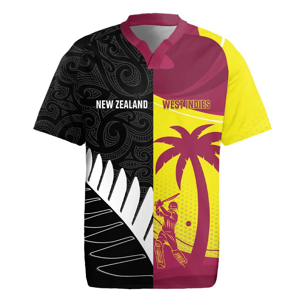 New Zealand and West Indies Cricket Custom Rugby Jersey Black Cap Windies Together - Aussie Hoodie