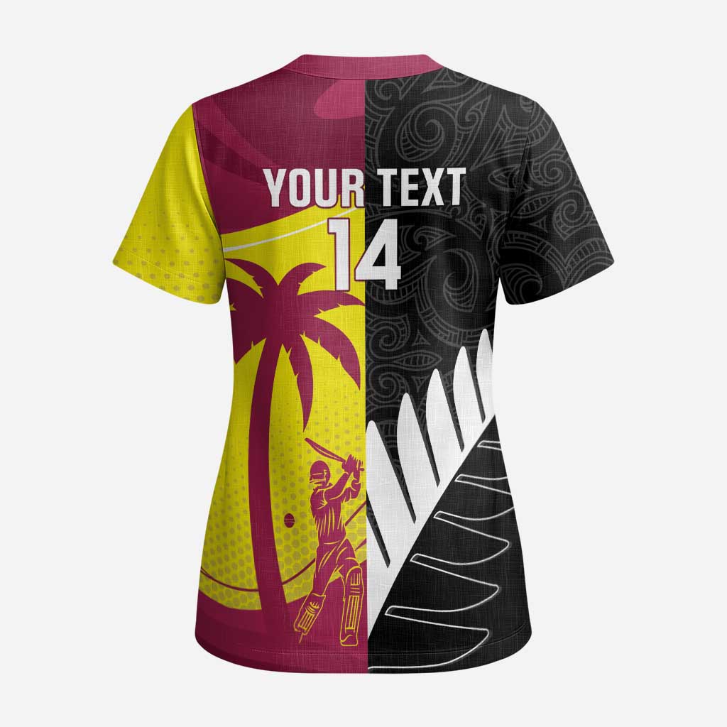 New Zealand and West Indies Cricket Custom Scrub Top Black Cap Windies Together - Aussie Hoodie