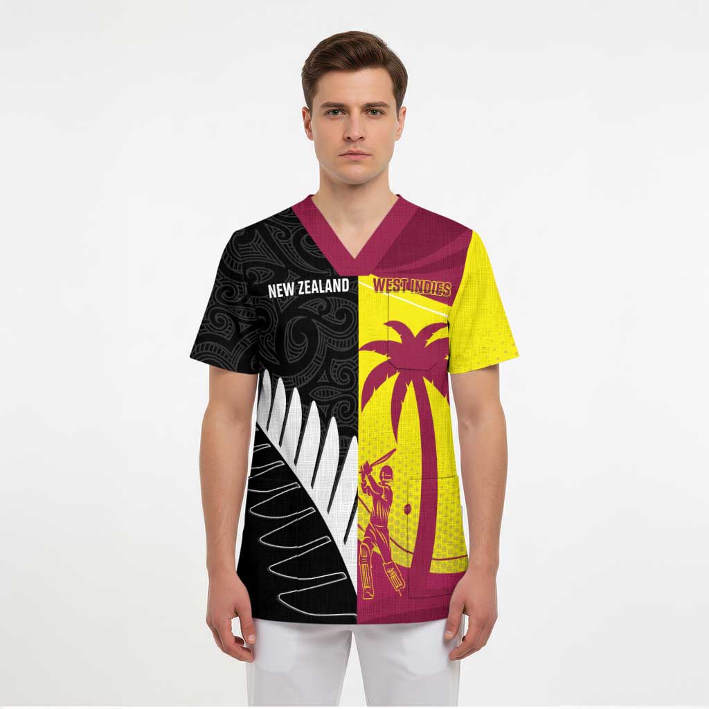 New Zealand and West Indies Cricket Custom Scrub Top Black Cap Windies Together - Aussie Hoodie