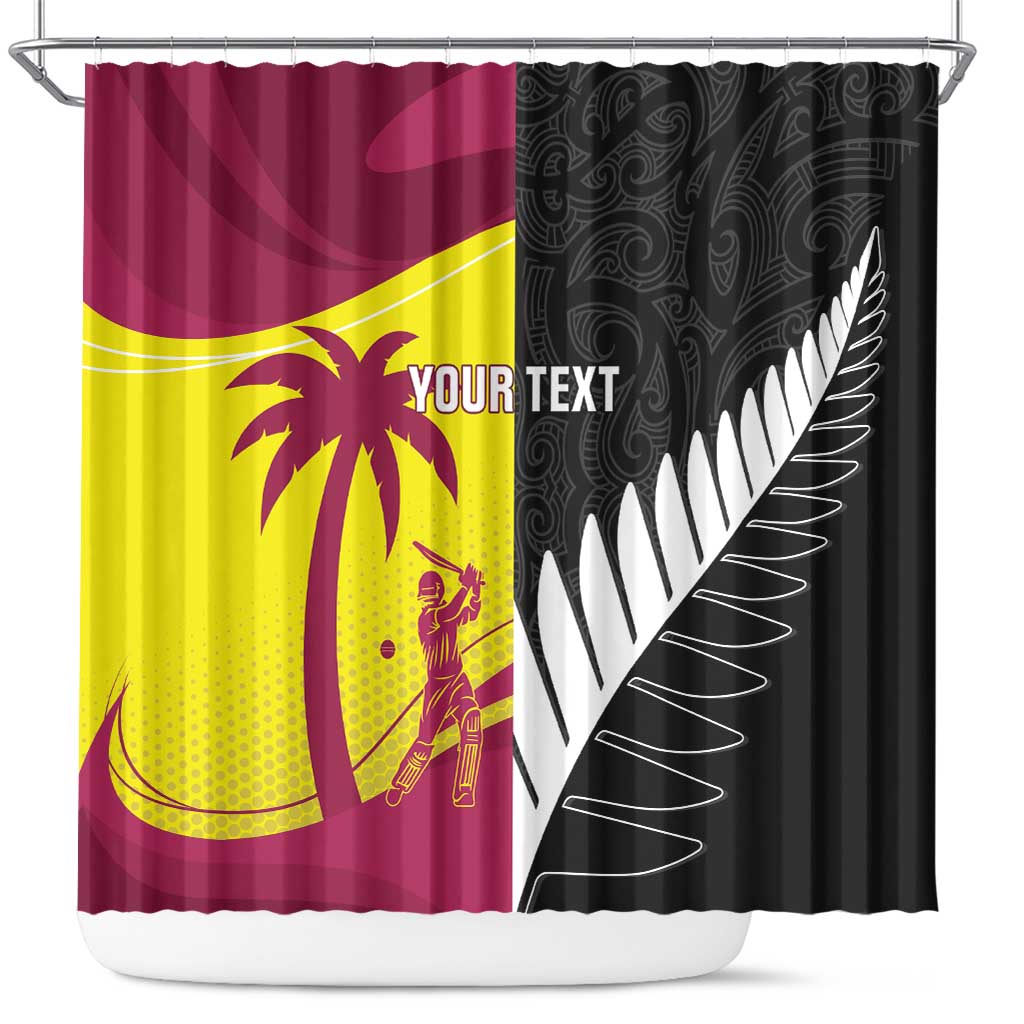 New Zealand and West Indies Cricket Custom Shower Curtain Black Cap Windies Together - Aussie Hoodie