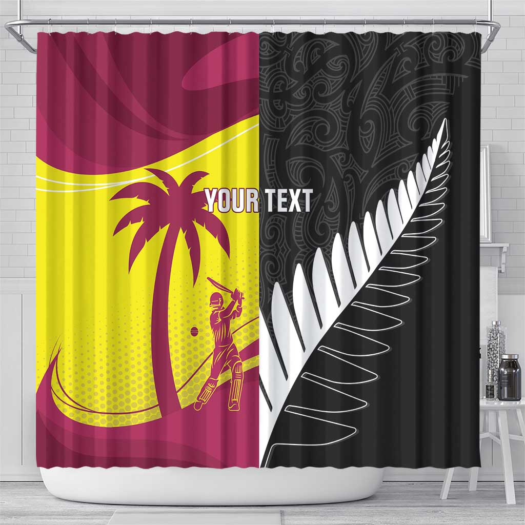 New Zealand and West Indies Cricket Custom Shower Curtain Black Cap Windies Together - Aussie Hoodie