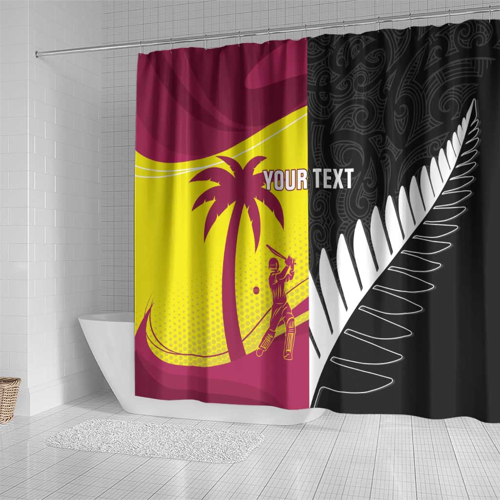 New Zealand and West Indies Cricket Custom Shower Curtain Black Cap Windies Together - Aussie Hoodie