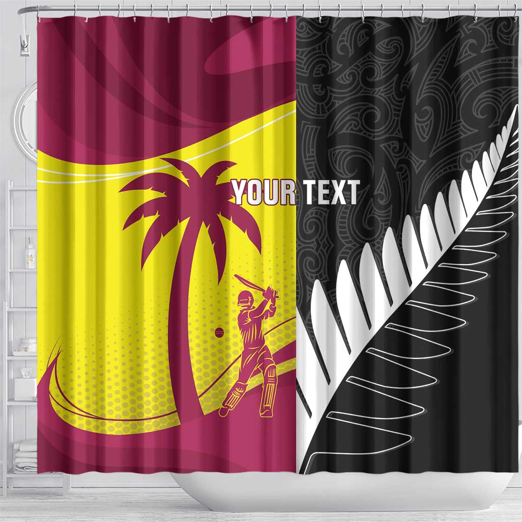 New Zealand and West Indies Cricket Custom Shower Curtain Black Cap Windies Together - Aussie Hoodie