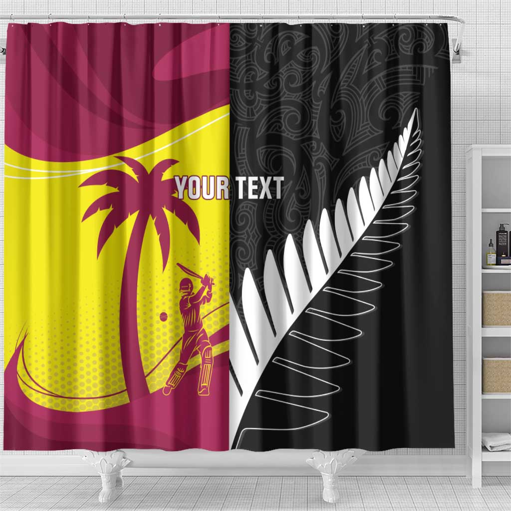 New Zealand and West Indies Cricket Custom Shower Curtain Black Cap Windies Together - Aussie Hoodie