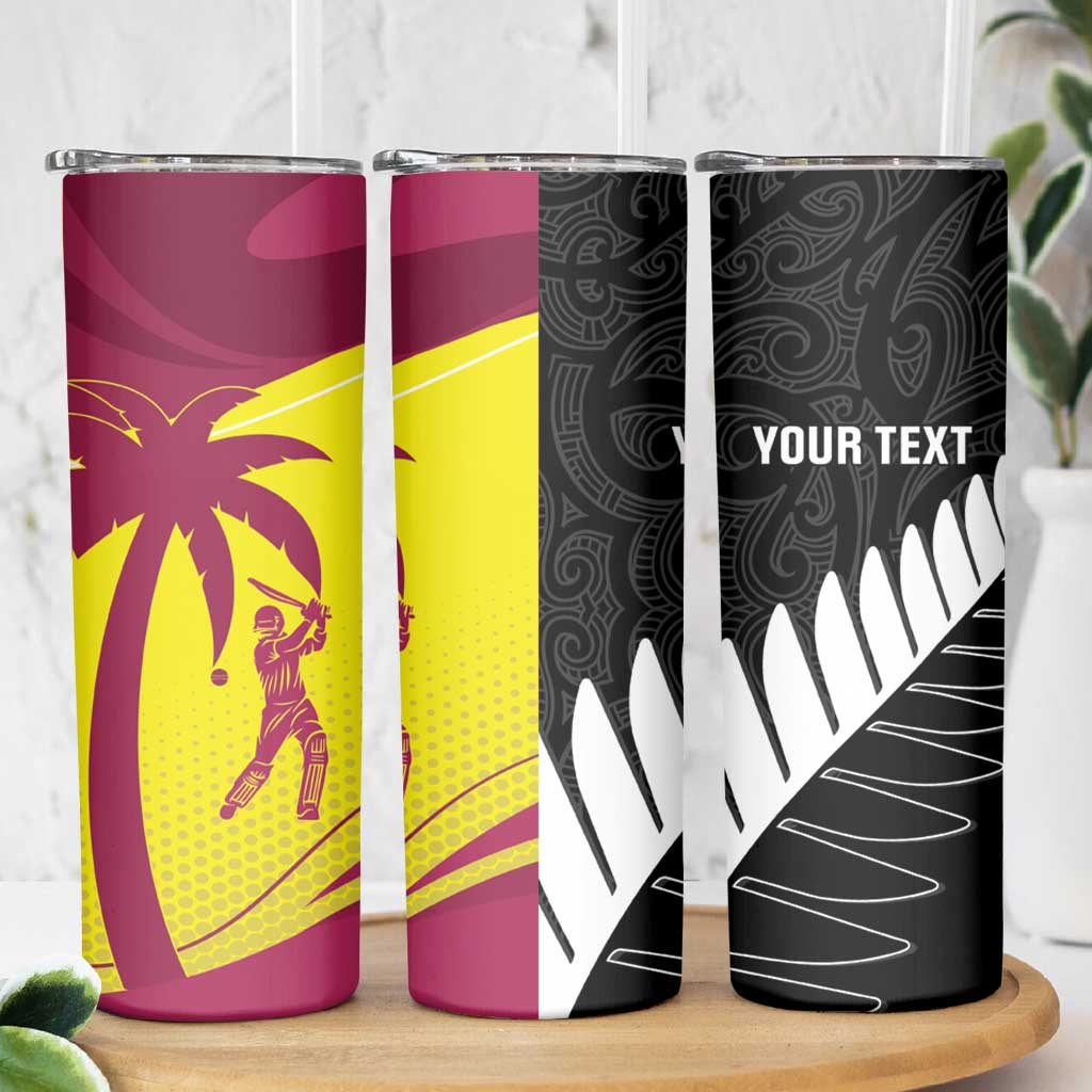 New Zealand and West Indies Cricket Custom Skinny Tumbler Black Cap Windies Together - Aussie Hoodie