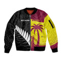 New Zealand and West Indies Cricket Custom Sleeve Zip Bomber Jacket Black Cap Windies Together - Aussie Hoodie