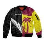 New Zealand and West Indies Cricket Custom Sleeve Zip Bomber Jacket Black Cap Windies Together - Aussie Hoodie