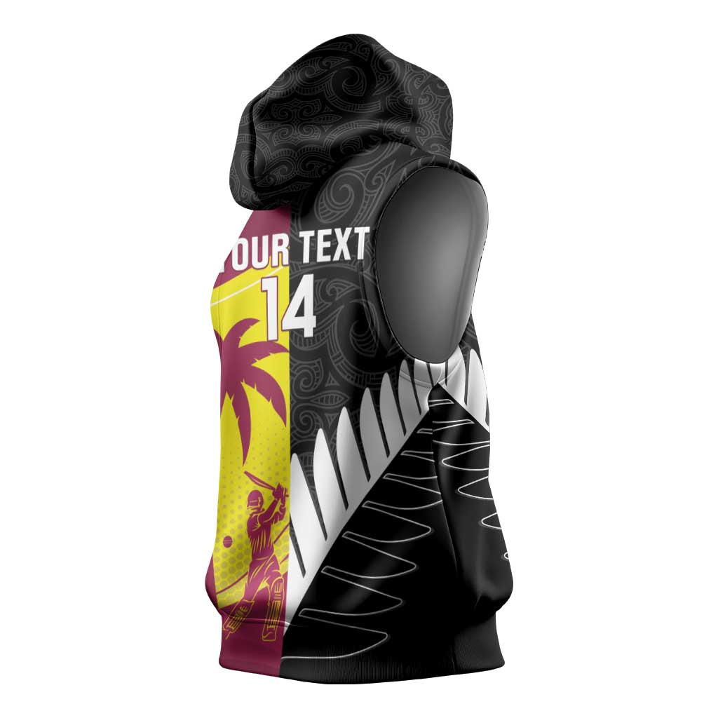 New Zealand and West Indies Cricket Custom Sleeveless Hoodie Black Cap Windies Together - Aussie Hoodie