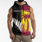 New Zealand and West Indies Cricket Custom Sleeveless Hoodie Black Cap Windies Together - Aussie Hoodie