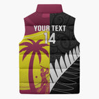 New Zealand and West Indies Cricket Custom Sleeveless Puffer Jacket Black Cap Windies Together - Aussie Hoodie