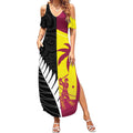 New Zealand and West Indies Cricket Custom Summer Maxi Dress Black Cap Windies Together - Aussie Hoodie