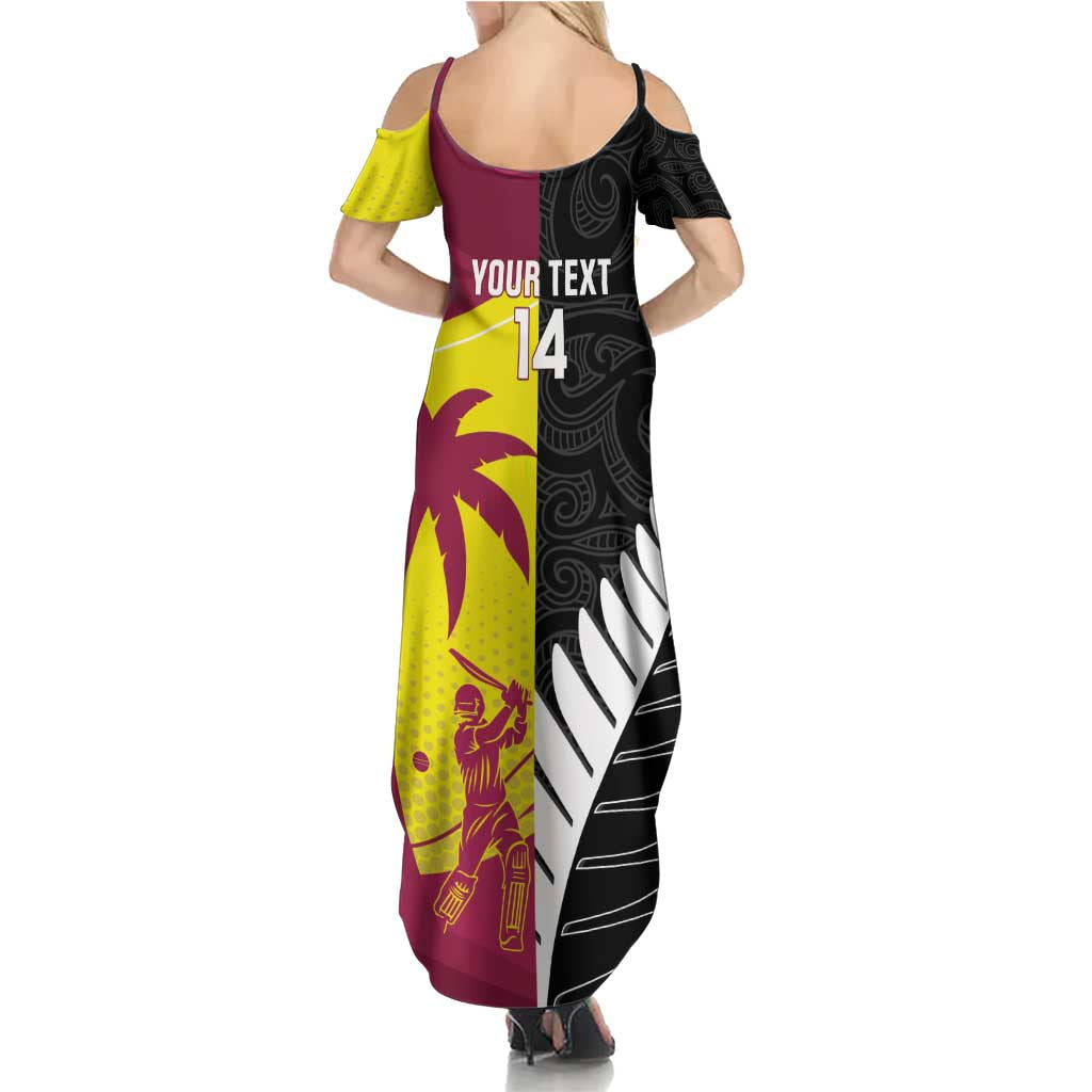New Zealand and West Indies Cricket Custom Summer Maxi Dress Black Cap Windies Together - Aussie Hoodie