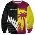 New Zealand and West Indies Cricket Custom Sweatshirt Black Cap Windies Together - Aussie Hoodie