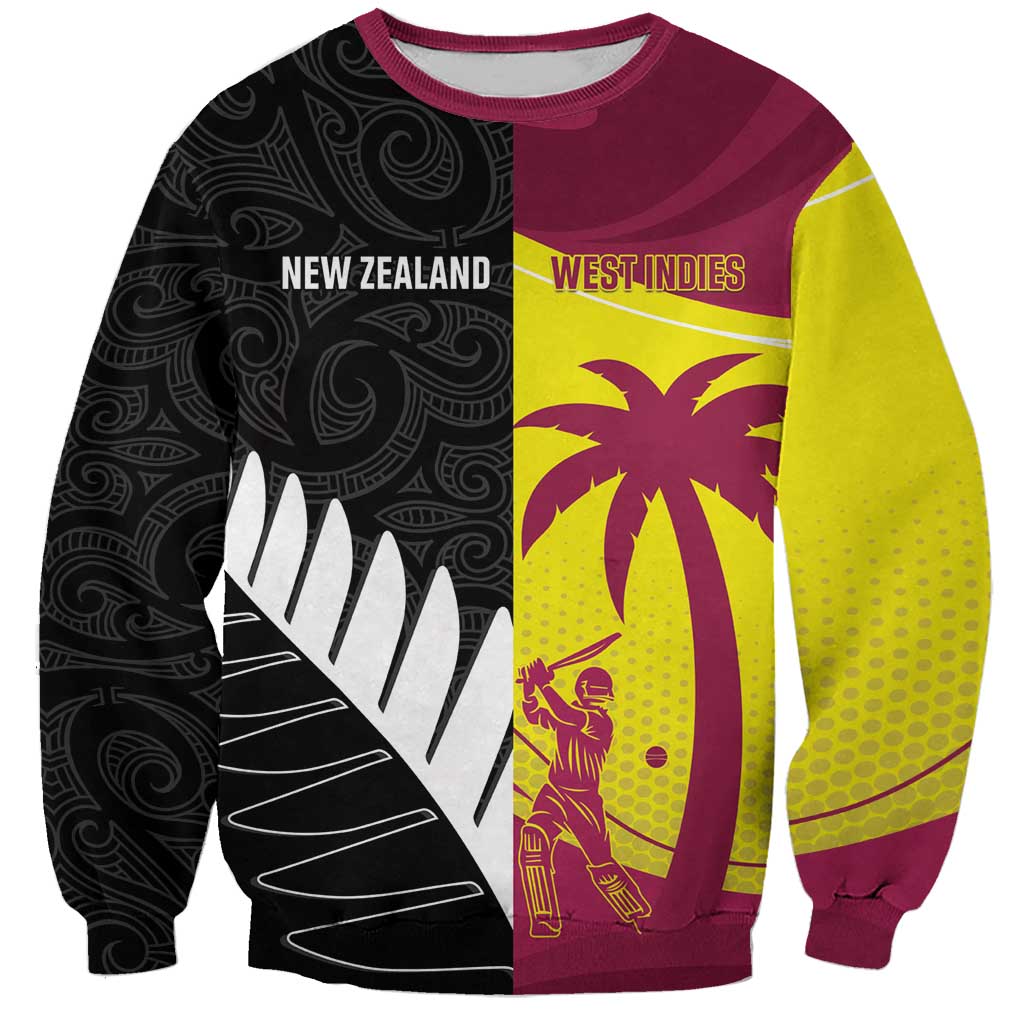 New Zealand and West Indies Cricket Custom Sweatshirt Black Cap Windies Together - Aussie Hoodie