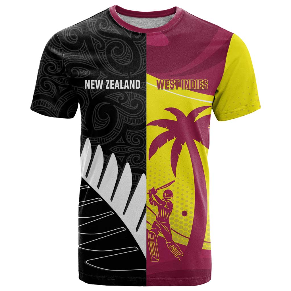 New Zealand and West Indies Cricket Custom T Shirt Black Cap Windies Together - Aussie Hoodie