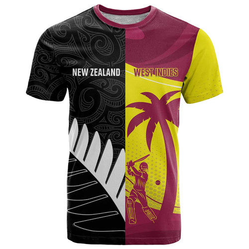 New Zealand and West Indies Cricket Custom T Shirt Black Cap Windies Together - Aussie Hoodie