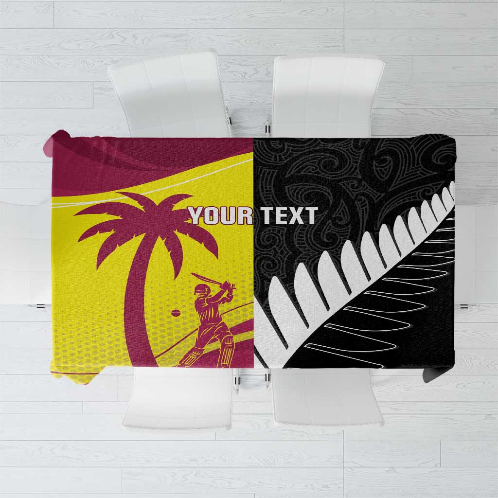 New Zealand and West Indies Cricket Custom Tablecloth Black Cap Windies Together - Aussie Hoodie