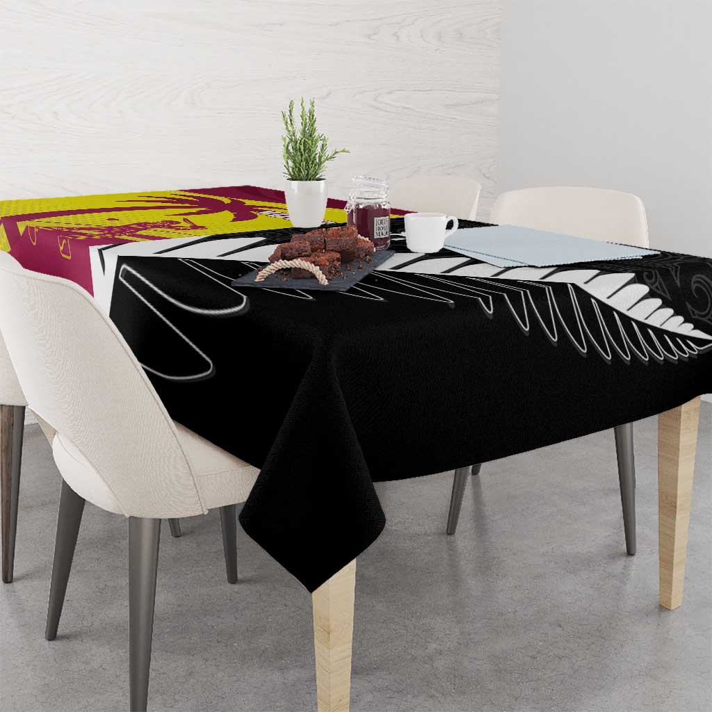 New Zealand and West Indies Cricket Custom Tablecloth Black Cap Windies Together - Aussie Hoodie