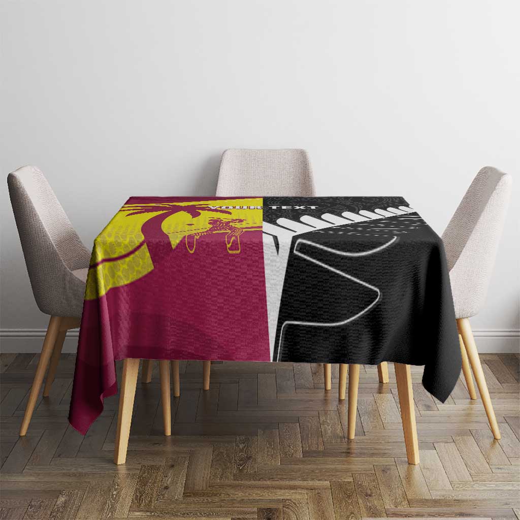 New Zealand and West Indies Cricket Custom Tablecloth Black Cap Windies Together - Aussie Hoodie