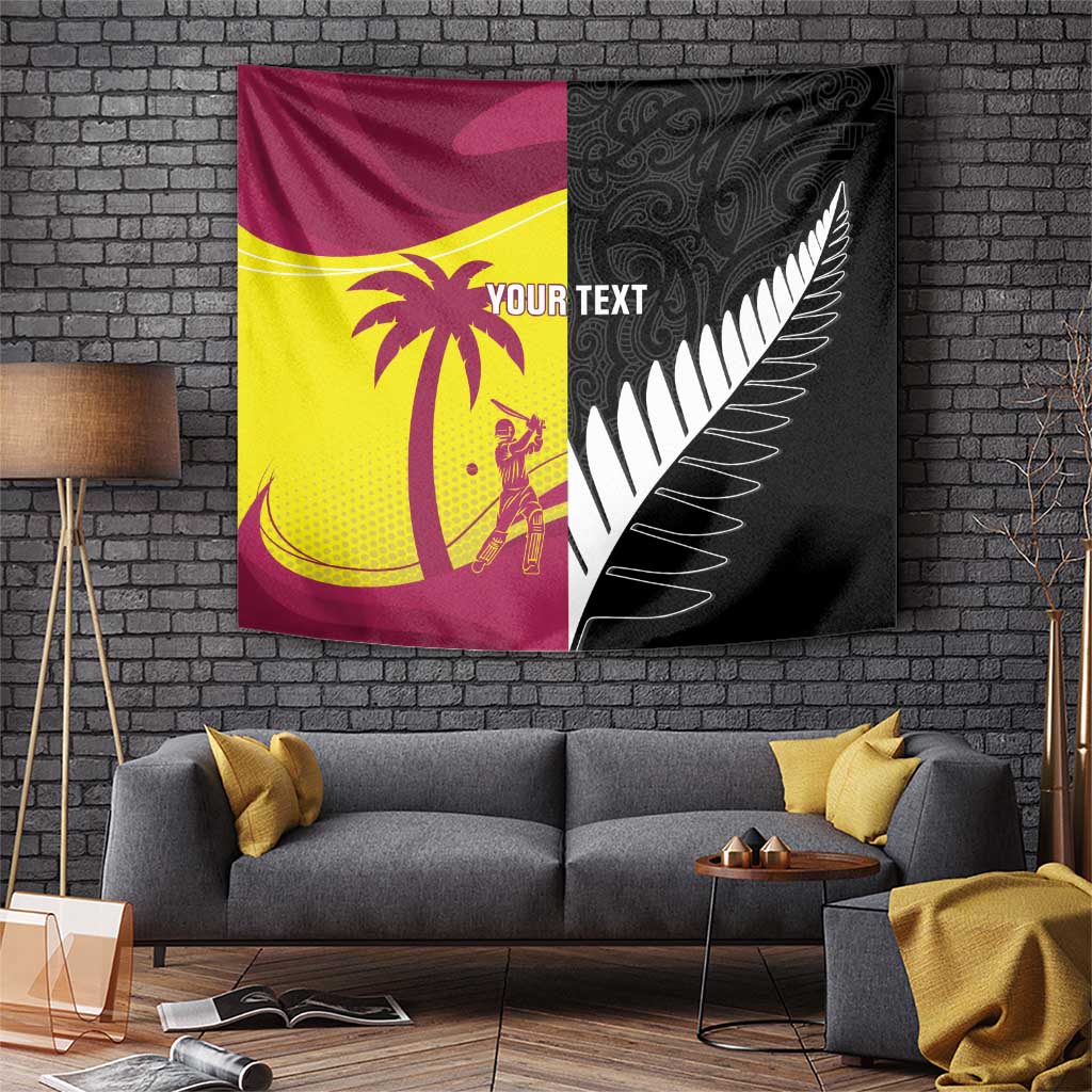 New Zealand and West Indies Cricket Custom Tapestry Black Cap Windies Together - Aussie Hoodie