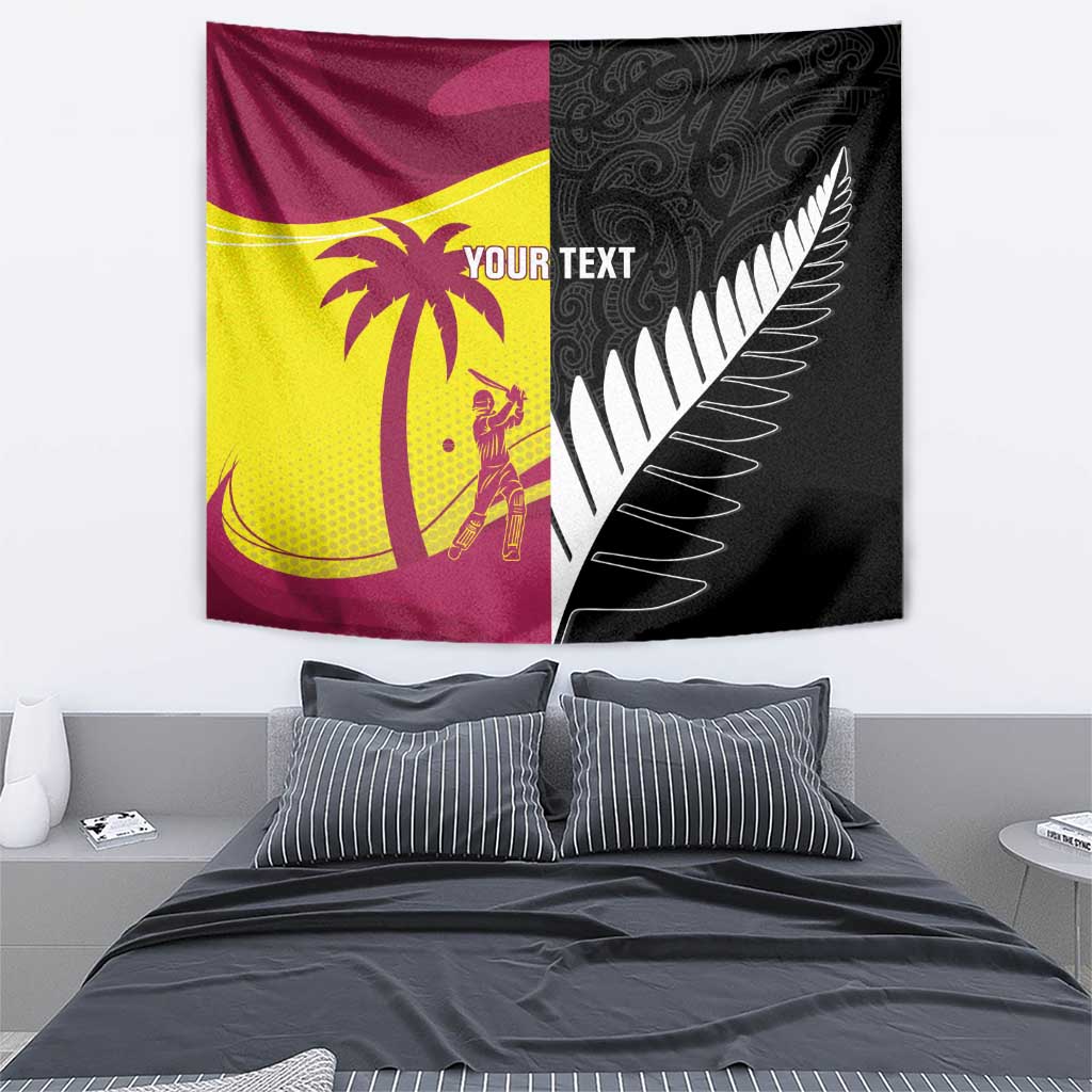 New Zealand and West Indies Cricket Custom Tapestry Black Cap Windies Together - Aussie Hoodie