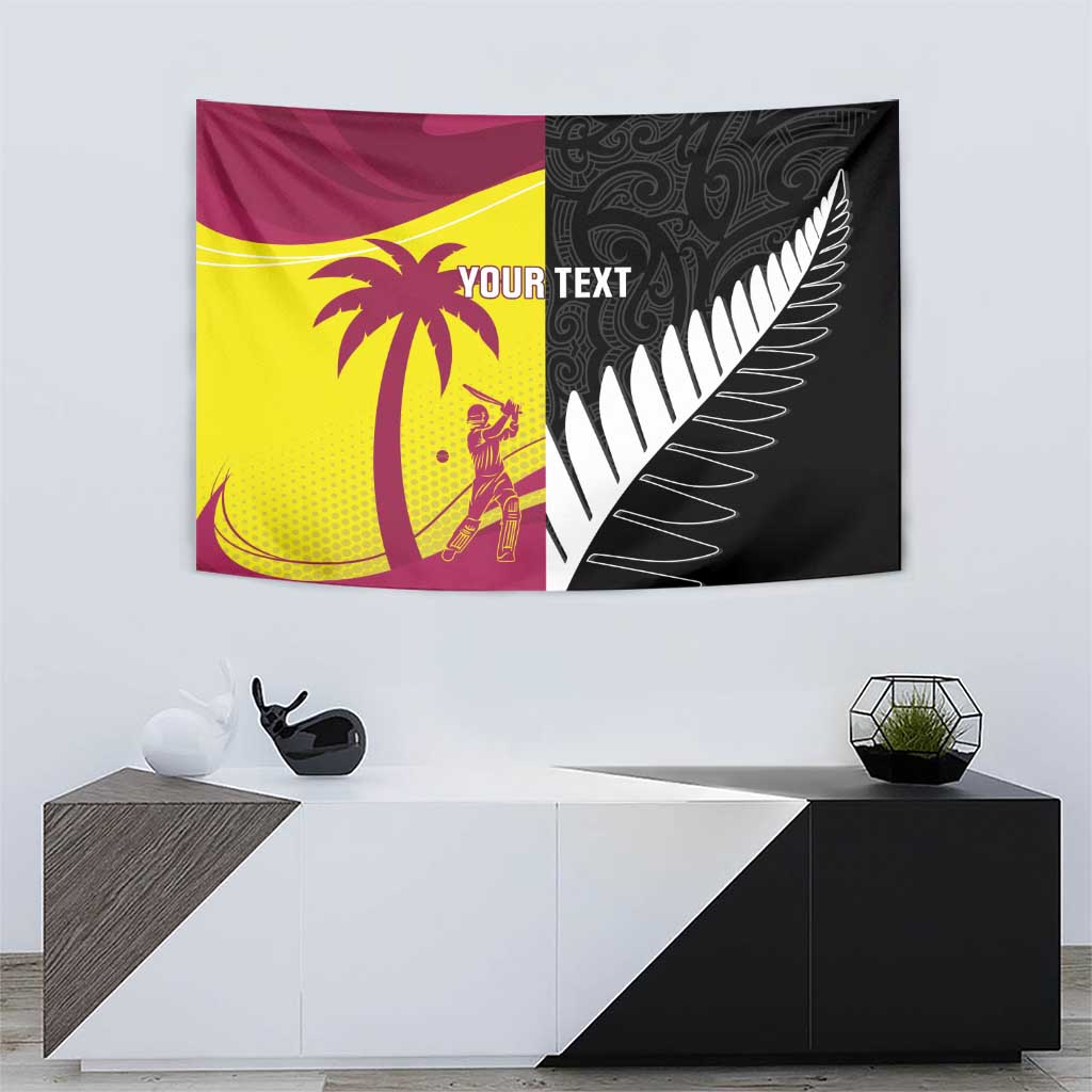 New Zealand and West Indies Cricket Custom Tapestry Black Cap Windies Together - Aussie Hoodie