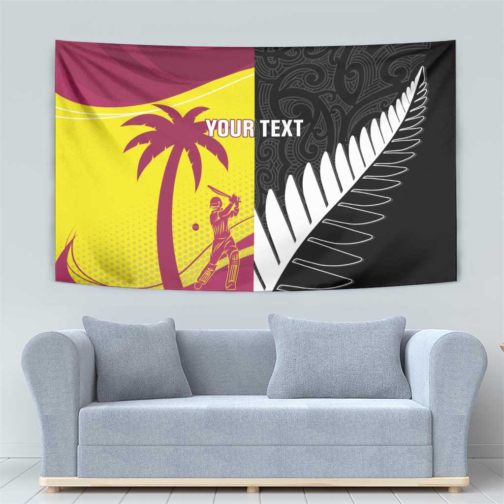 New Zealand and West Indies Cricket Custom Tapestry Black Cap Windies Together - Aussie Hoodie